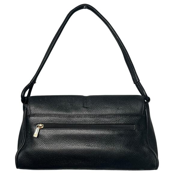 VTG Terre De Feu Shoulder Bag Womens Black Pebbled Leather Flap Top Purse Retro - Picture 3 of 12